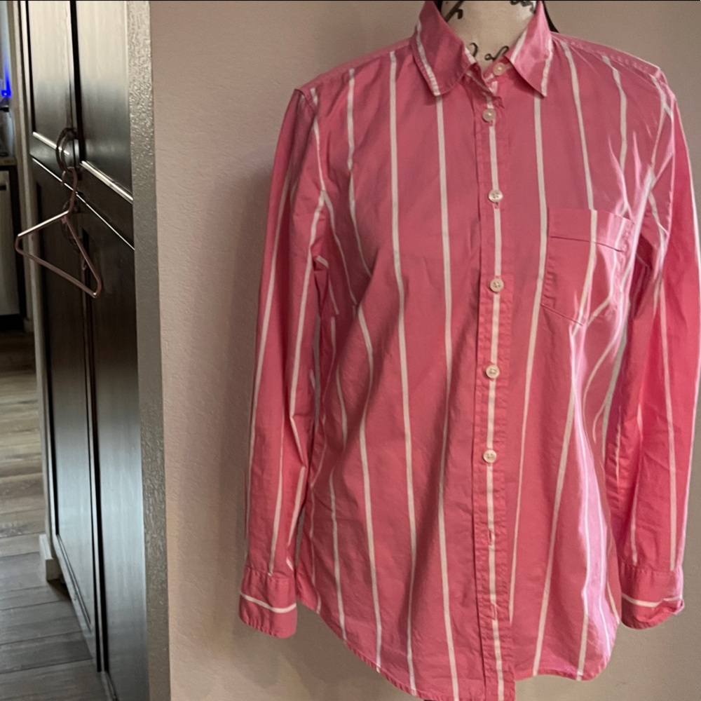 J Crew Pink Striped Shirt Size XS